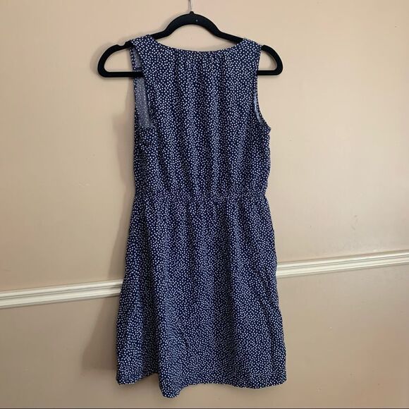 Old Navy Polka Dot Elastic Waist Dress Navy Blue and White Size Medium - Picture 2 of 5